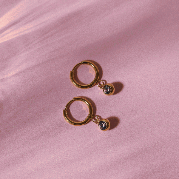 Birthstone Charm Hoops