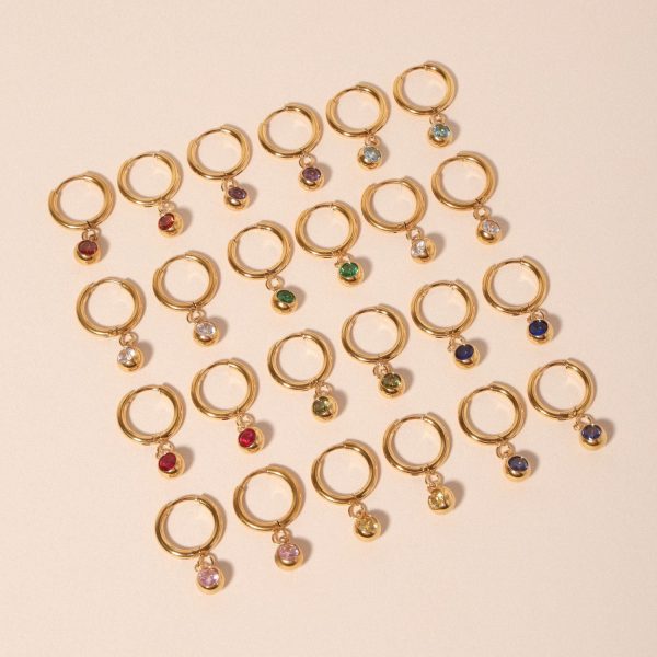 Birthstone Charm Hoops