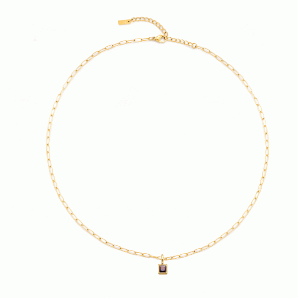 Paperclip Birthstone Necklace