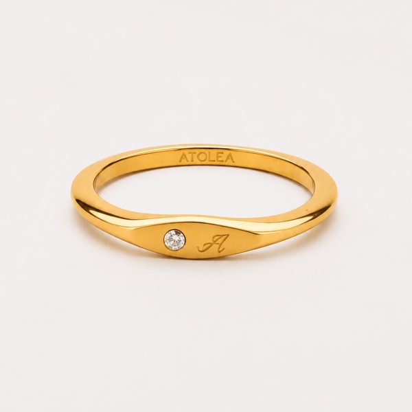 One-Initial Crystal Ring